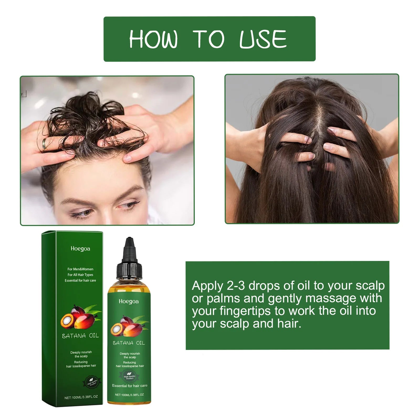 Batana Nourishing Hair Oil Hair Strengthen Repair Split Ends Damage Increase Hair Thickness Smoothness Dense Hair Essential Oil